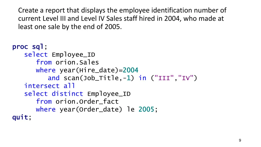 create a report that displays the employee