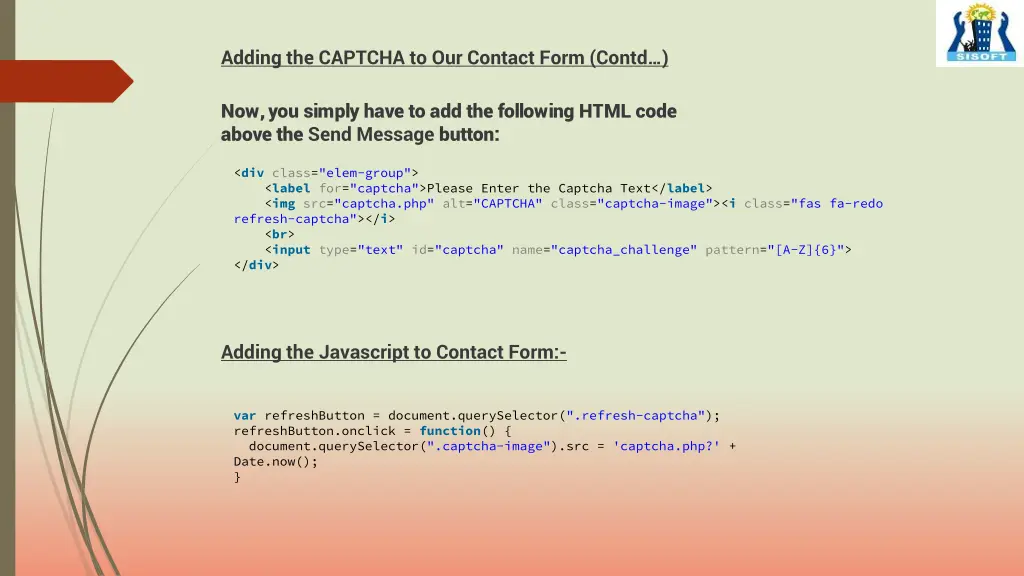 adding the captcha to our contact form contd 1