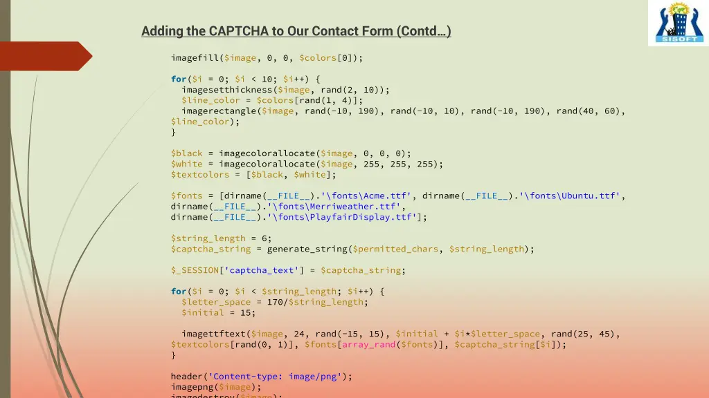 adding the captcha to our contact form contd