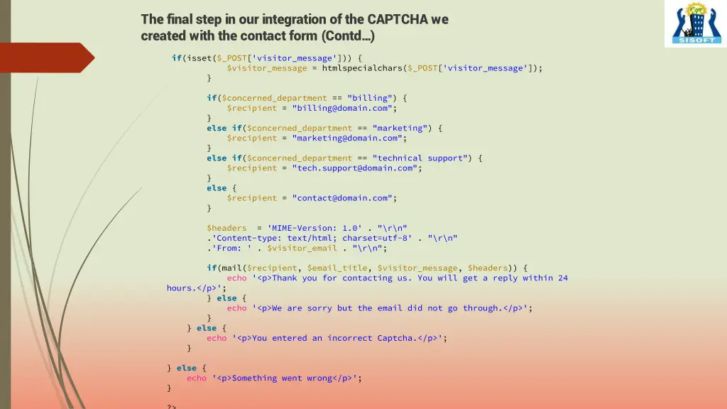 the final step in our integration of the captcha 1