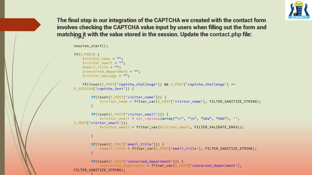 the final step in our integration of the captcha