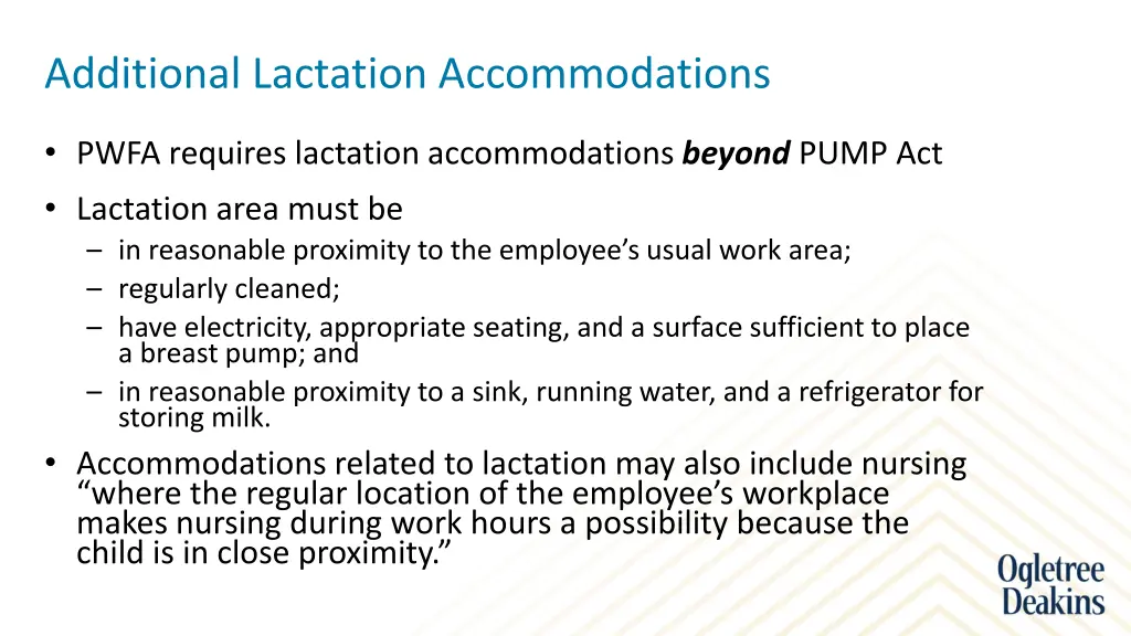 additional lactation accommodations