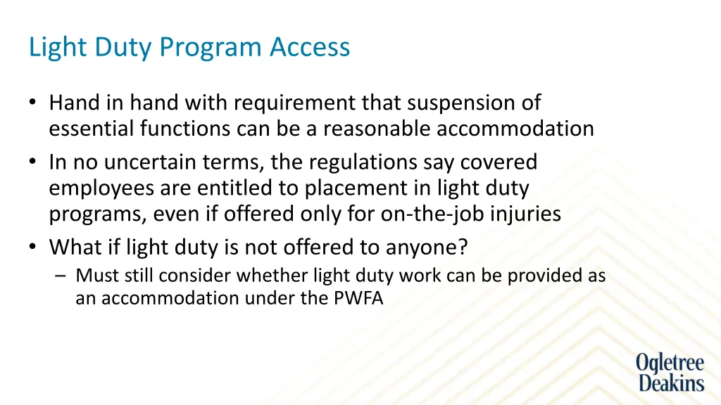 light duty program access