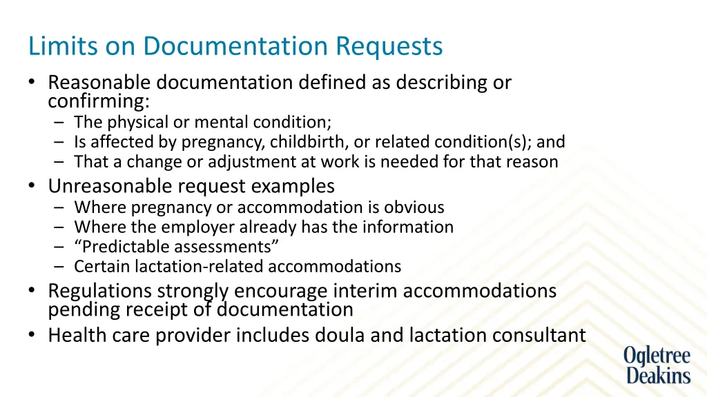 limits on documentation requests reasonable