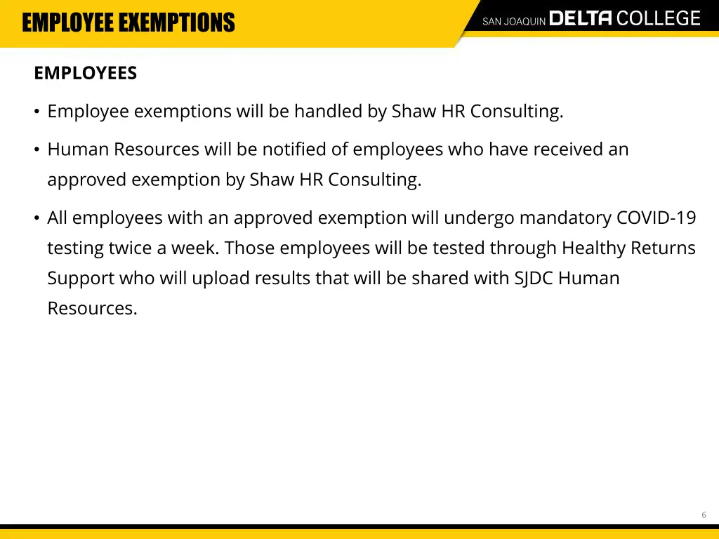 employee exemptions