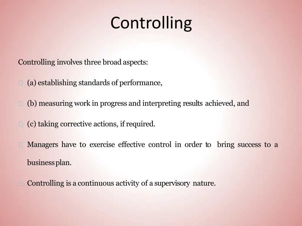 controlling