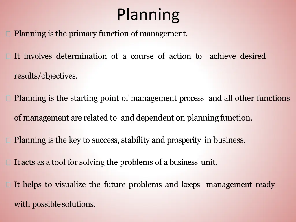 planning
