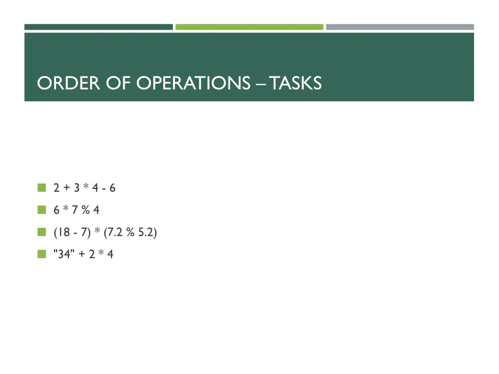 order of operations tasks