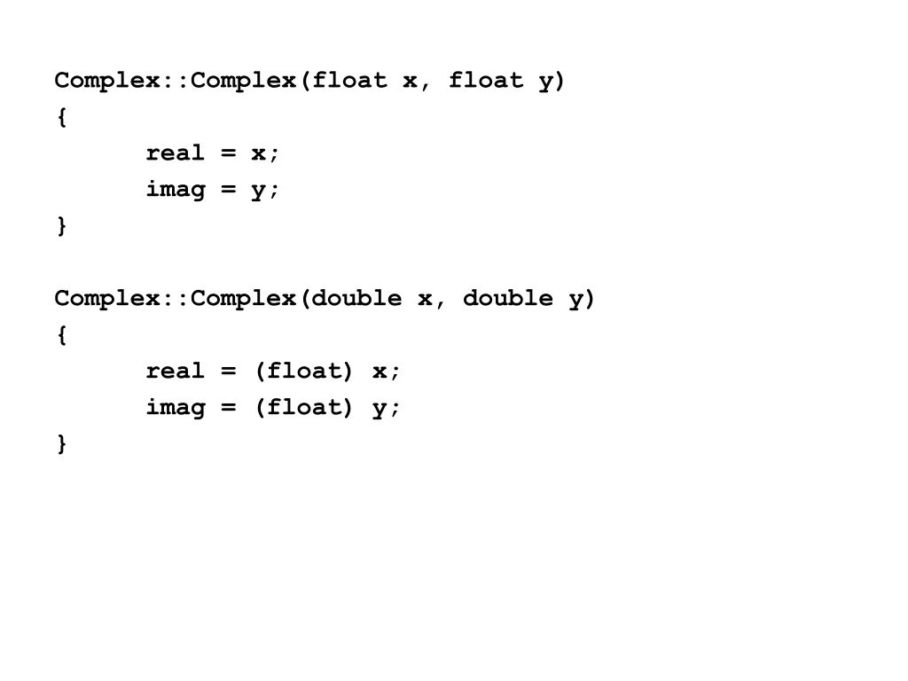 complex complex float x float y real x imag y