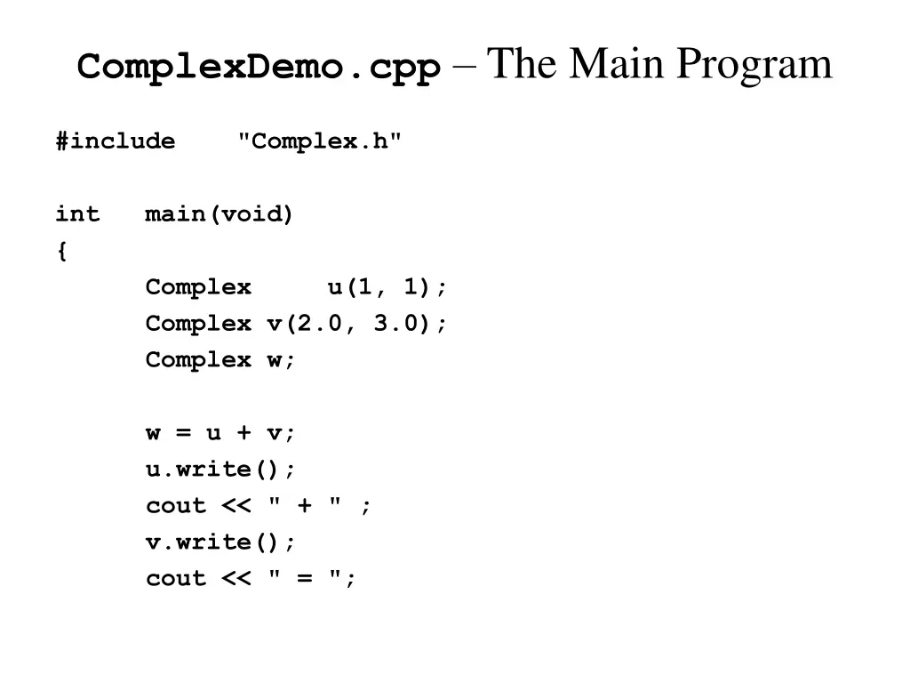 complexdemo cpp the main program