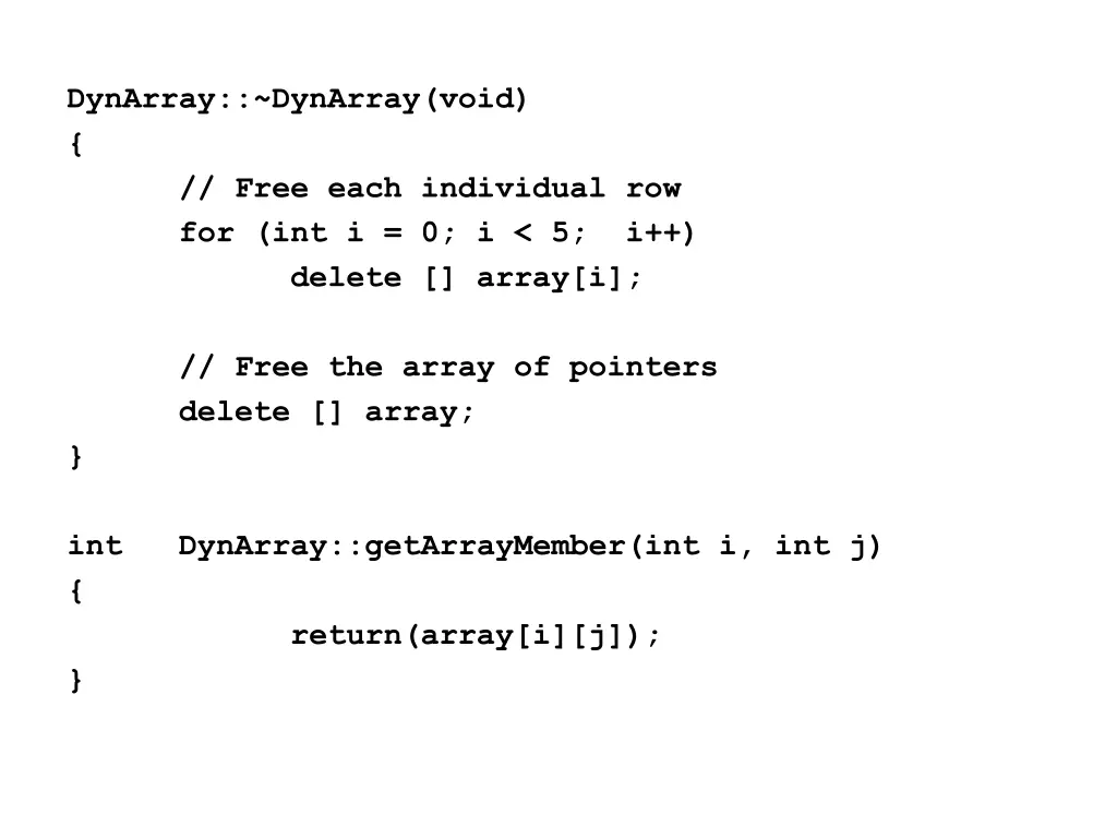 dynarray dynarray void free each individual