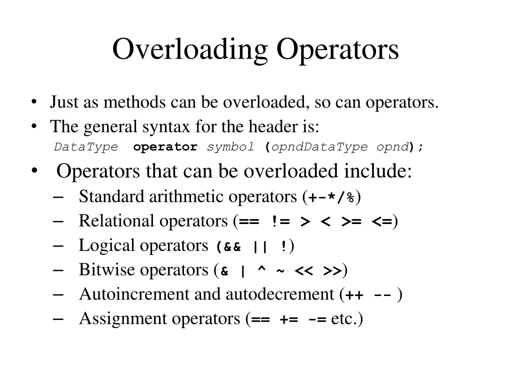 overloading operators