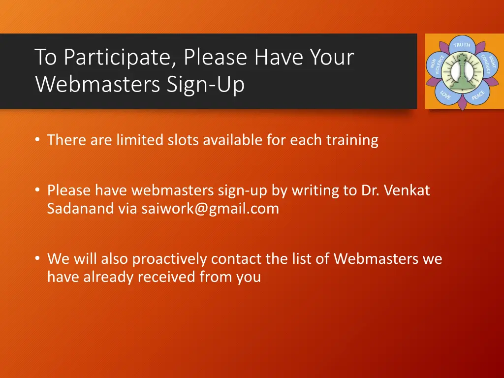to participate please have your webmasters sign up