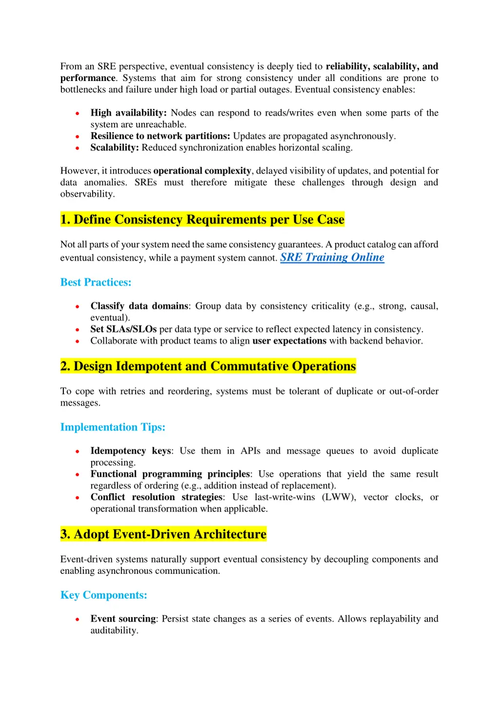 from an sre perspective eventual consistency