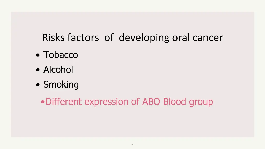 risks factors of developing oral cancer