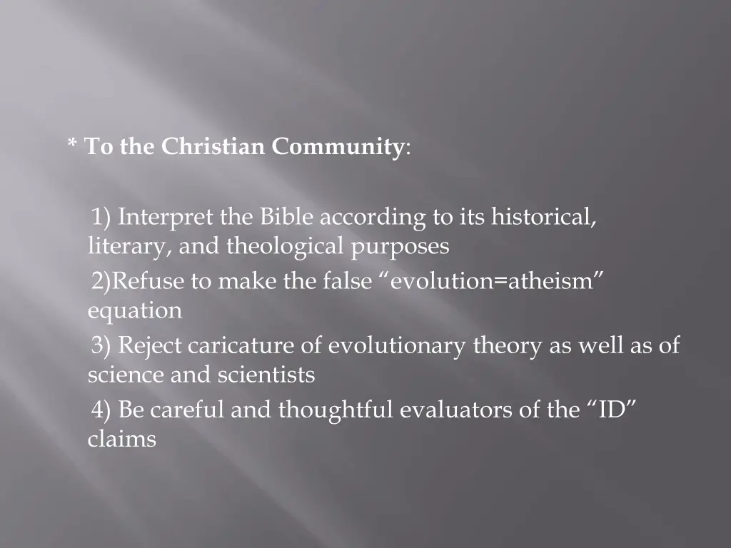 to the christian community