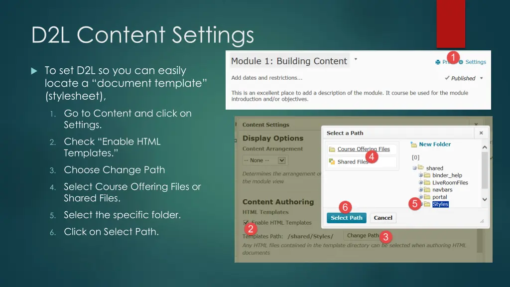 d2l content settings