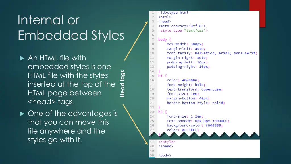 internal or embedded styles