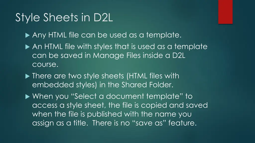 style sheets in d2l