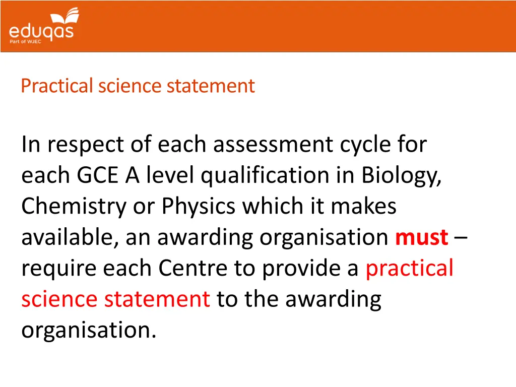 practical science statement