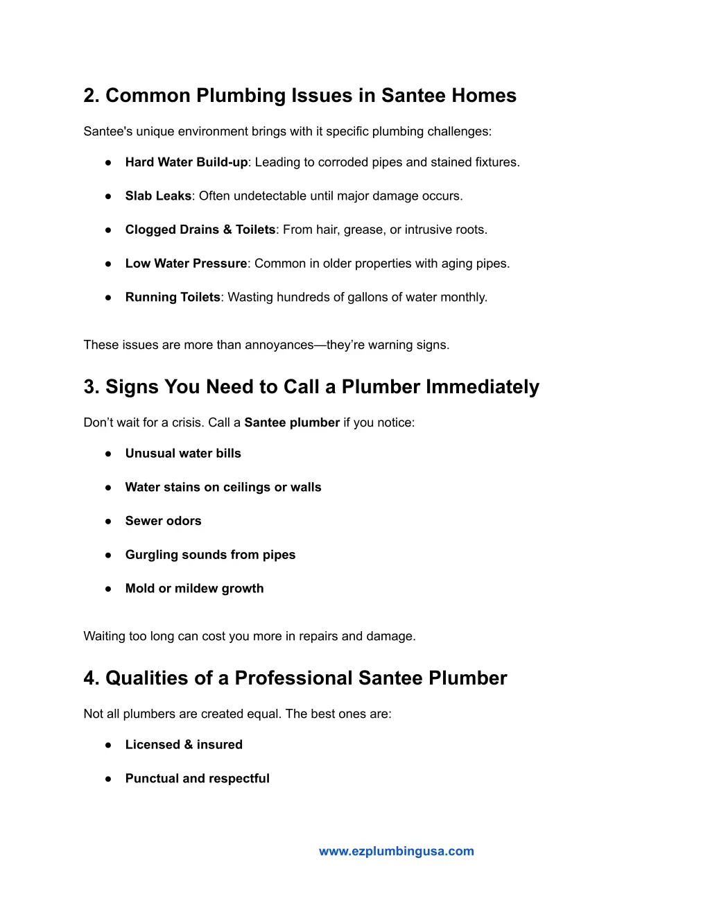2 common plumbing issues in santee homes