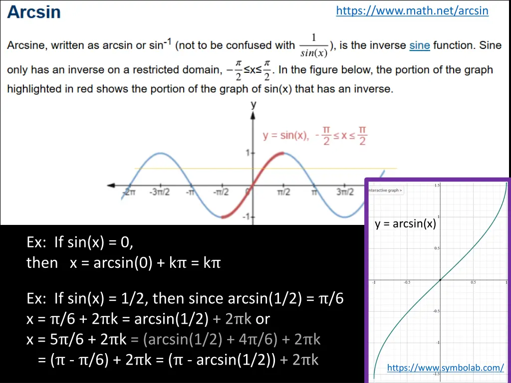 https www math net arcsin