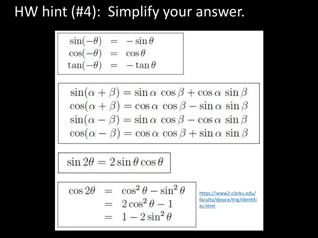 hw hint 4 simplify your answer