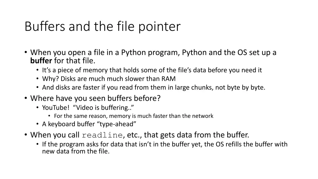 buffers and the file pointer