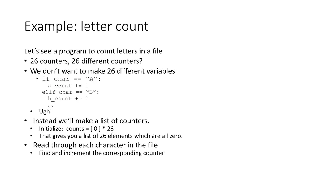 example letter count