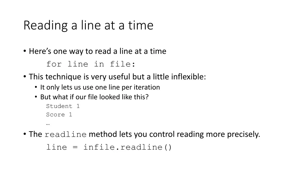 reading a line at a time