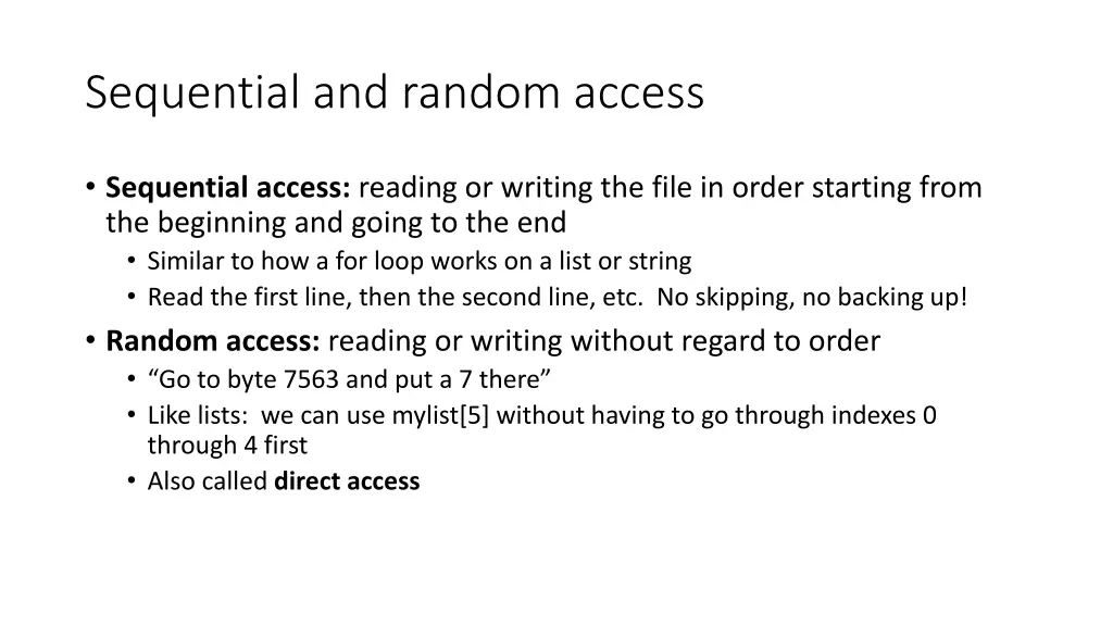 sequential and random access