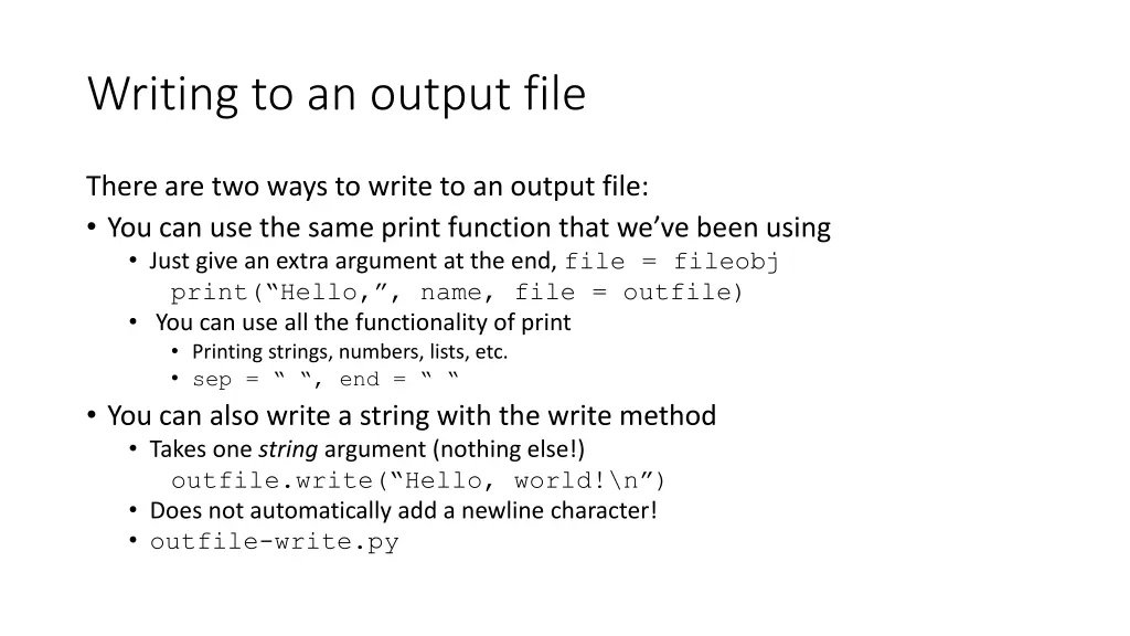 writing to an output file