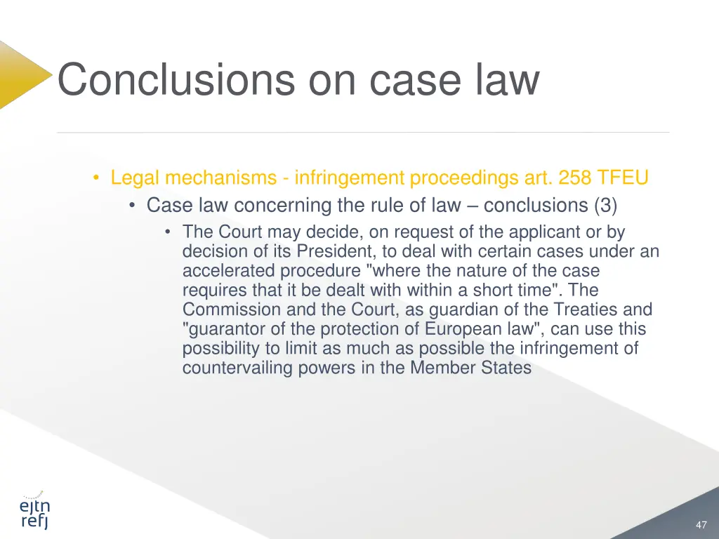 conclusions on case law 2