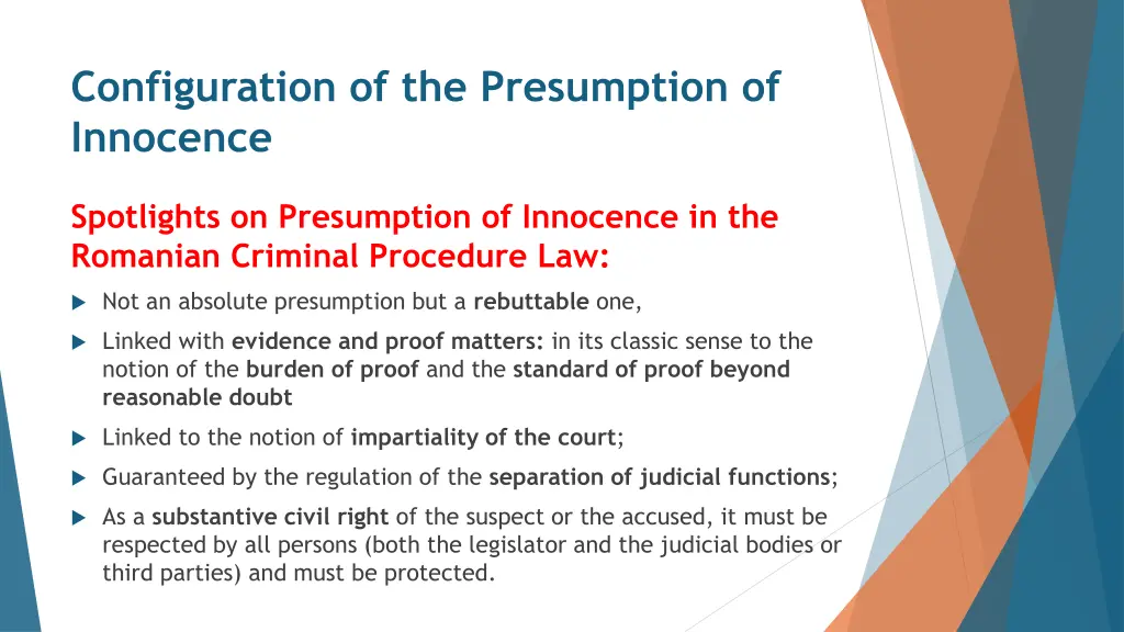 configuration of the presumption of innocence