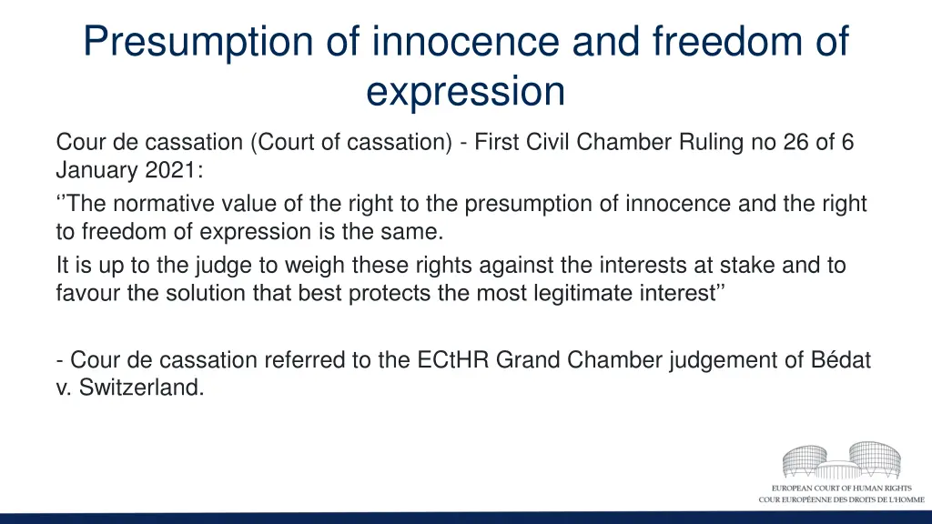 presumption of innocence and freedom of expression