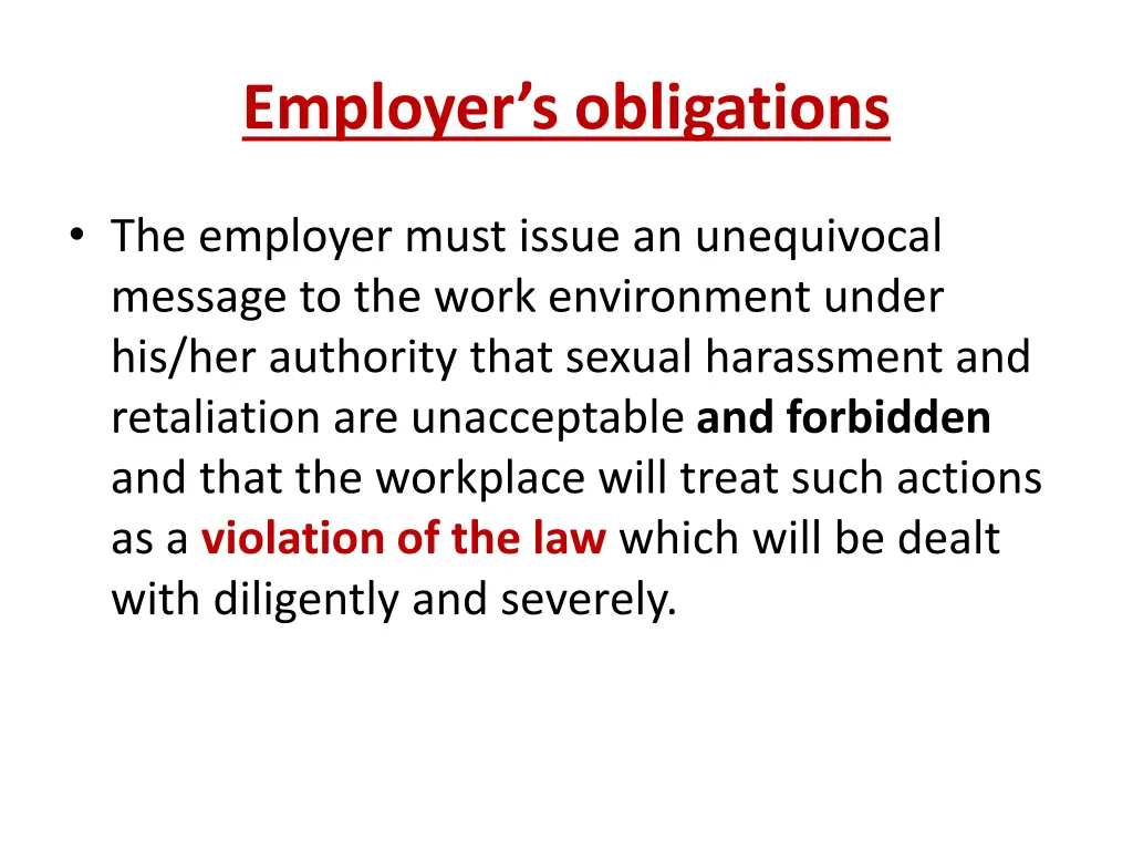 employer s obligations