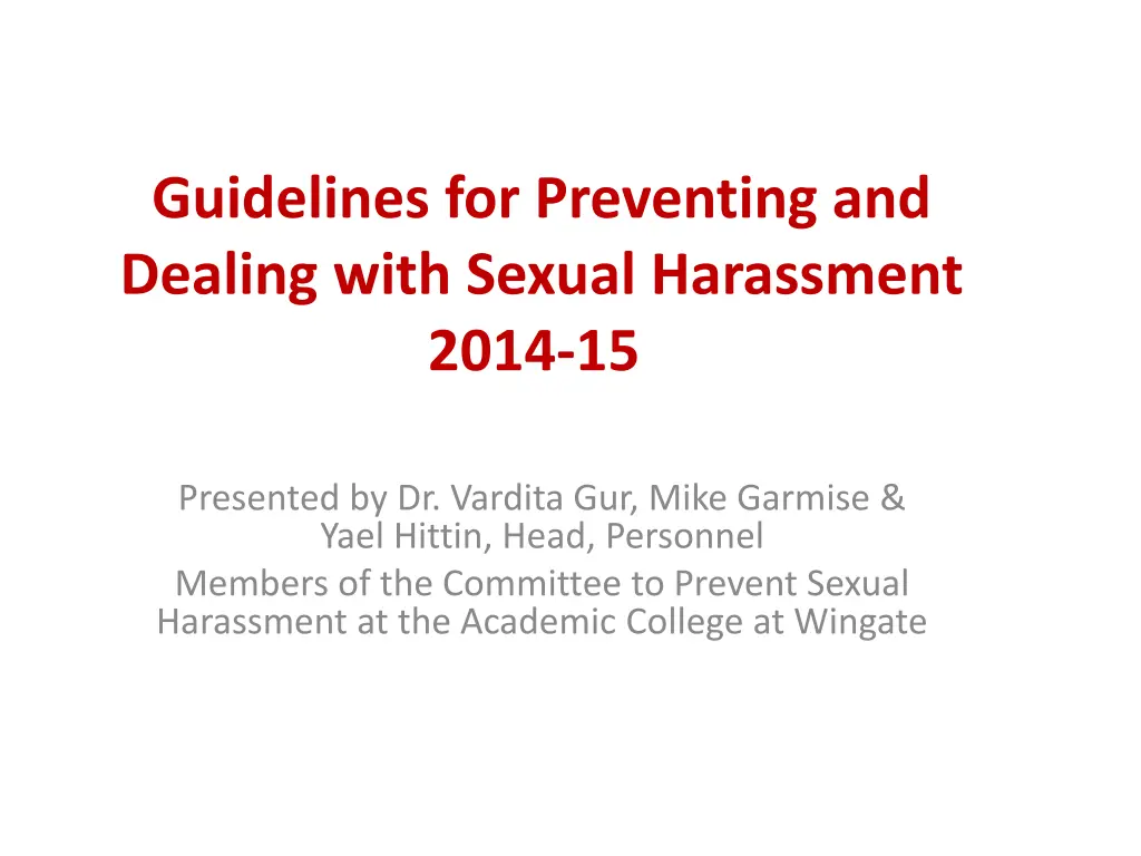 guidelines for preventing and dealing with sexual