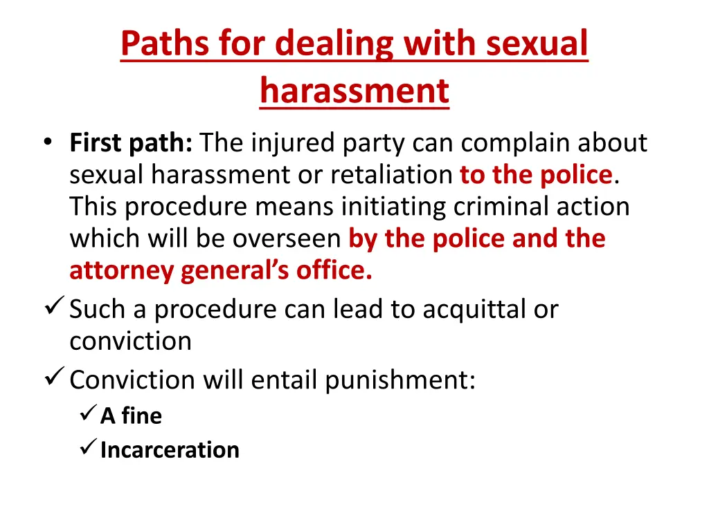 paths for dealing with sexual harassment first