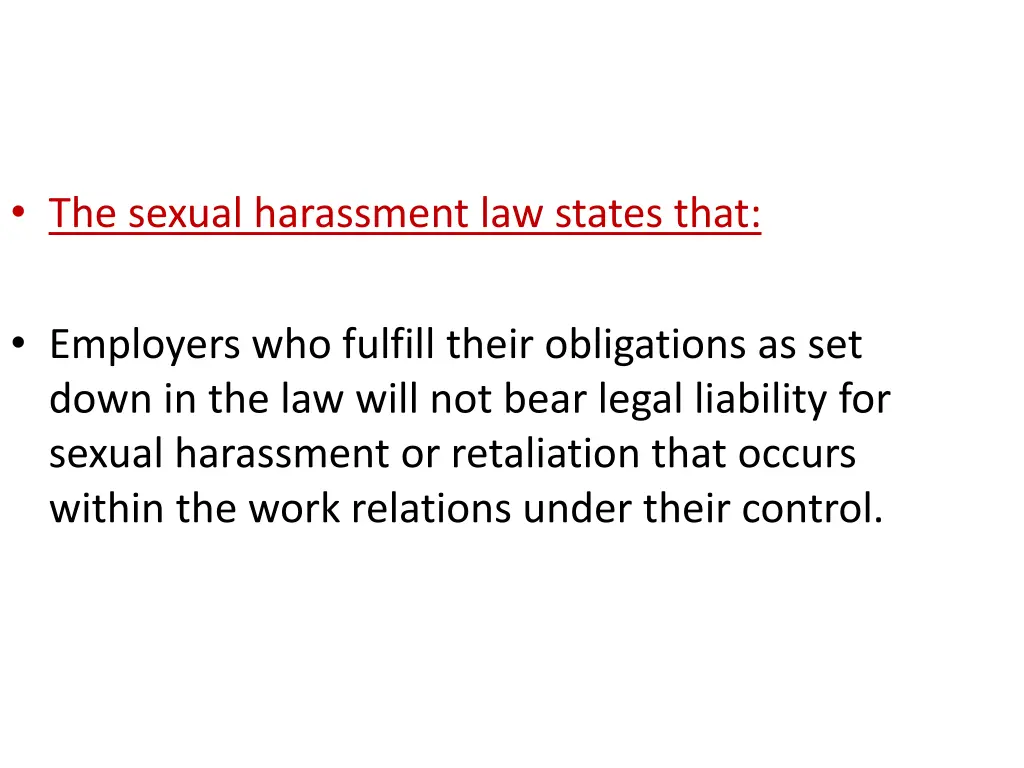 the sexual harassment law states that