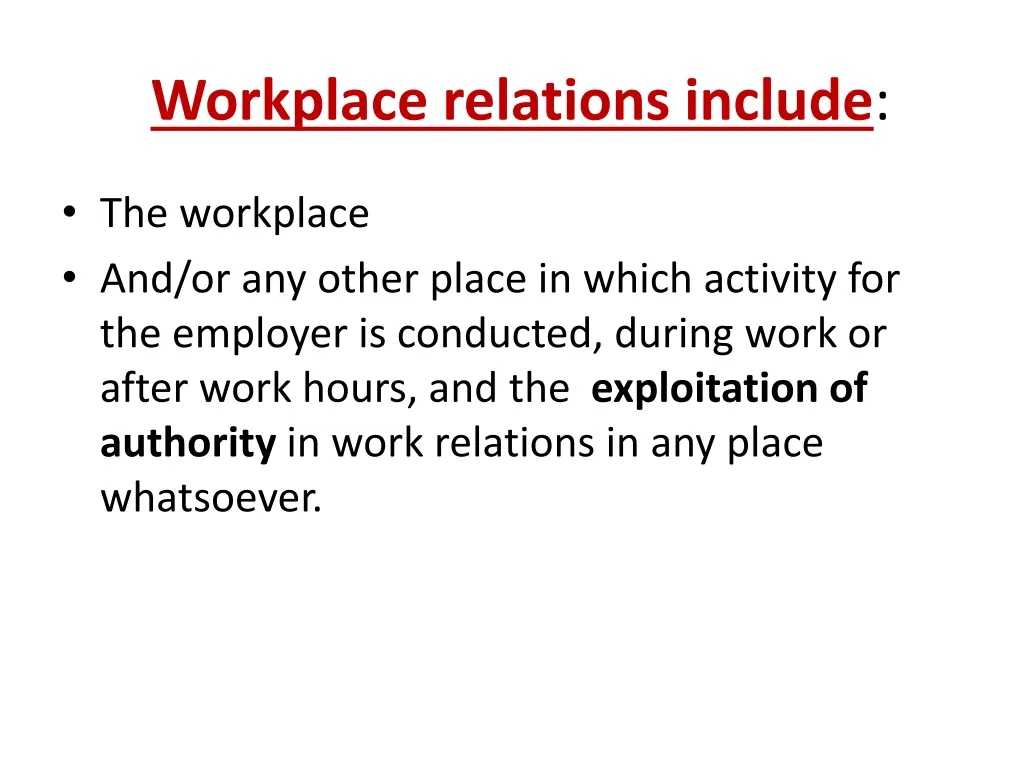 workplace relations include