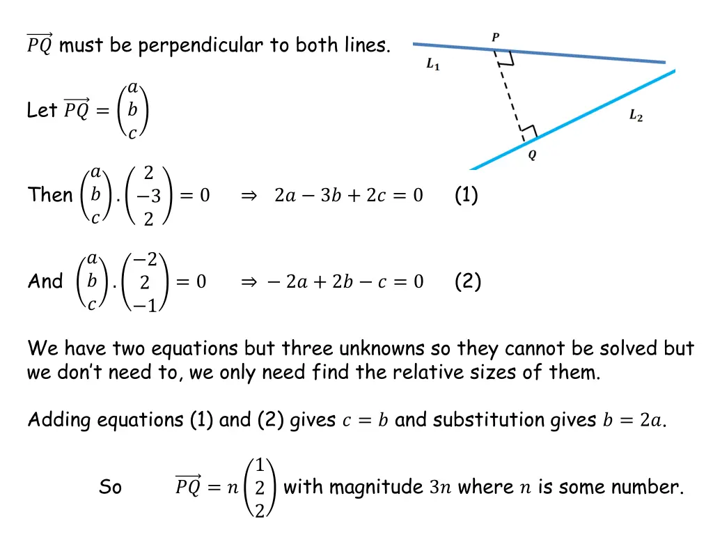 must be perpendicular to both lines