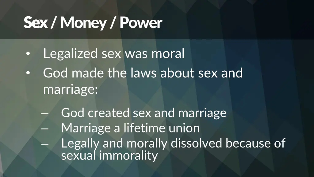 sex sex money power