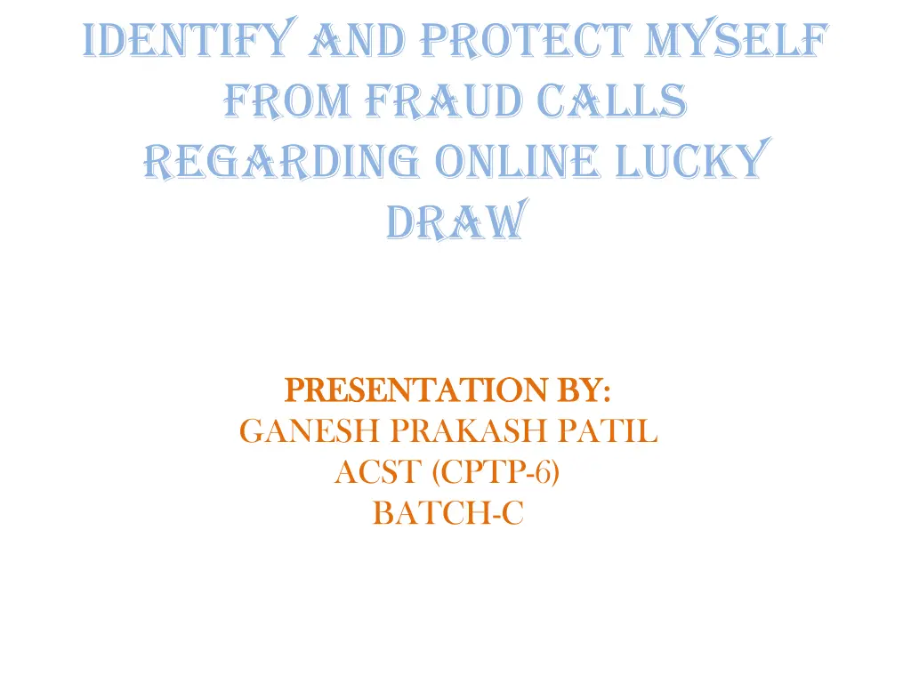 identify and protect myself from fraud calls