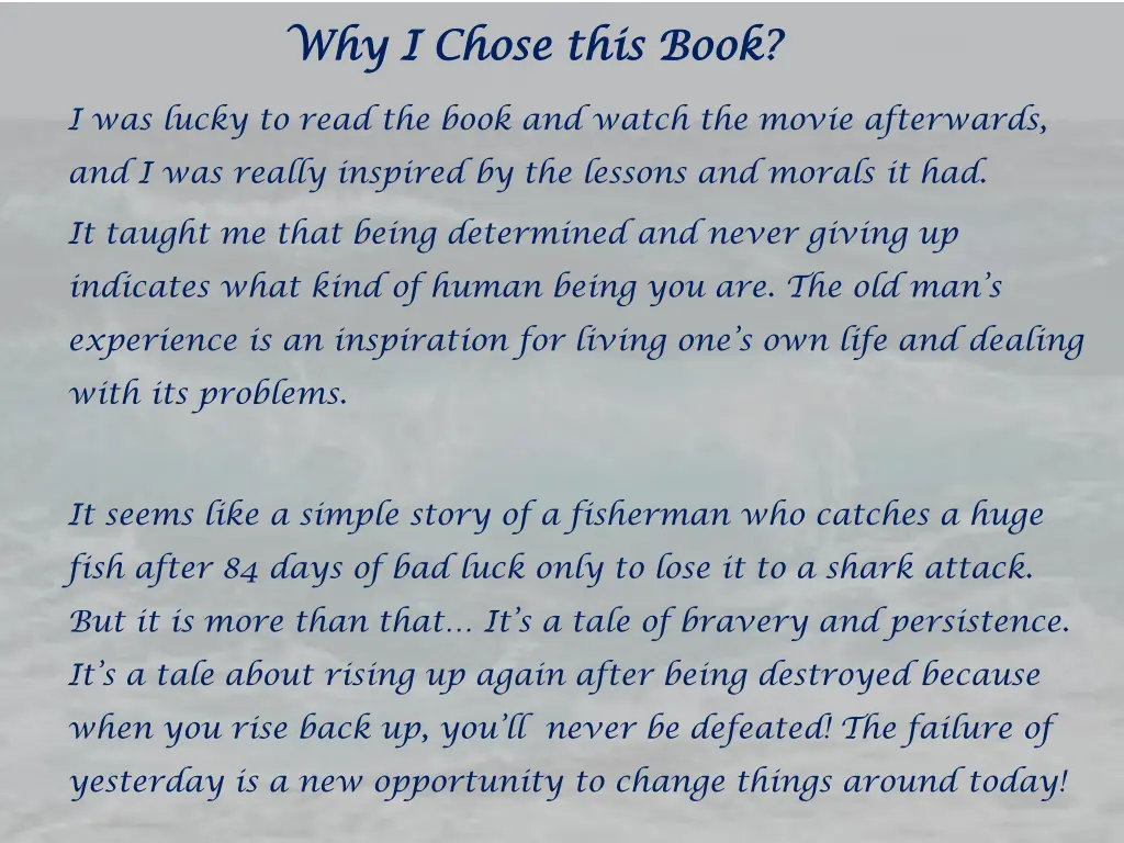 why i chose this book why i chose this book
