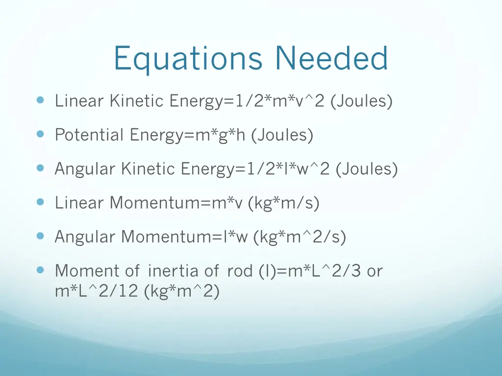 equations needed