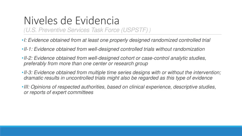 niveles de evidencia u s preventive services task