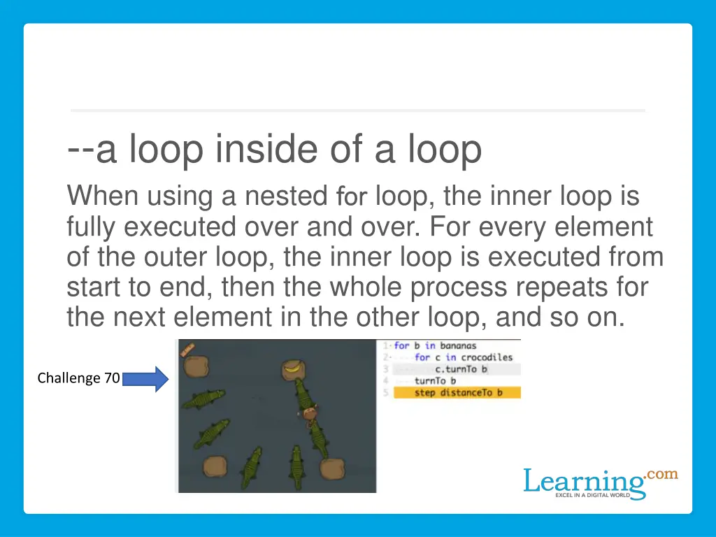 a loop inside of a loop when using a nested