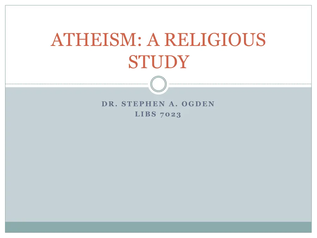 atheism a religious study
