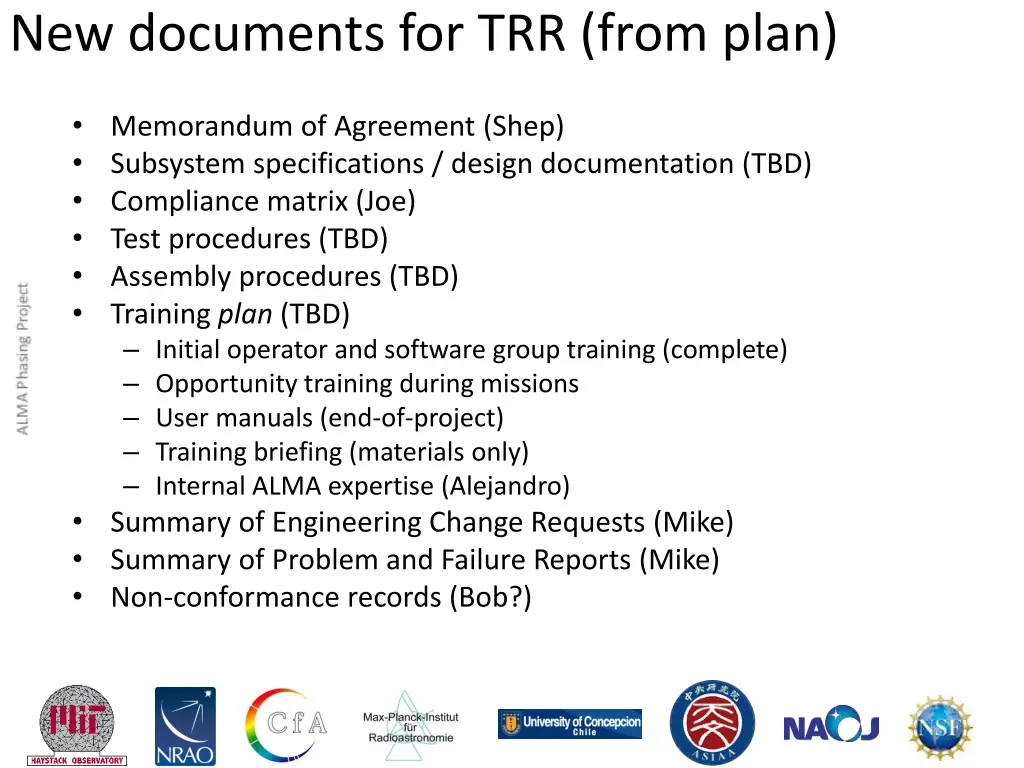 new documents for trr from plan