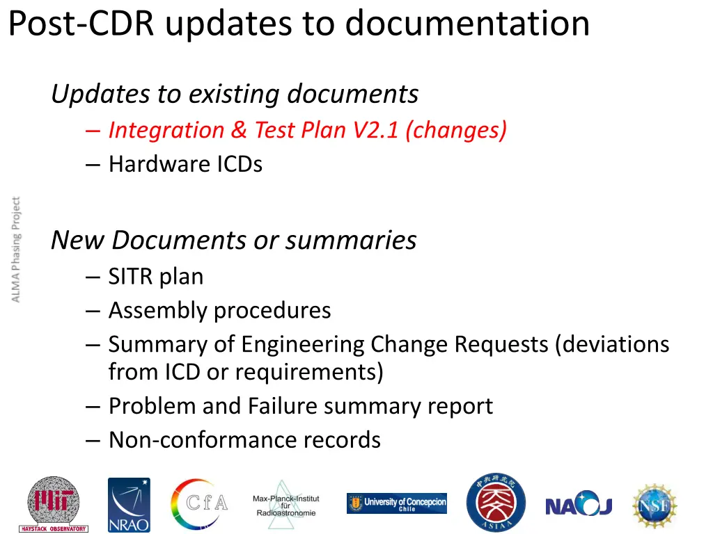post cdr updates to documentation